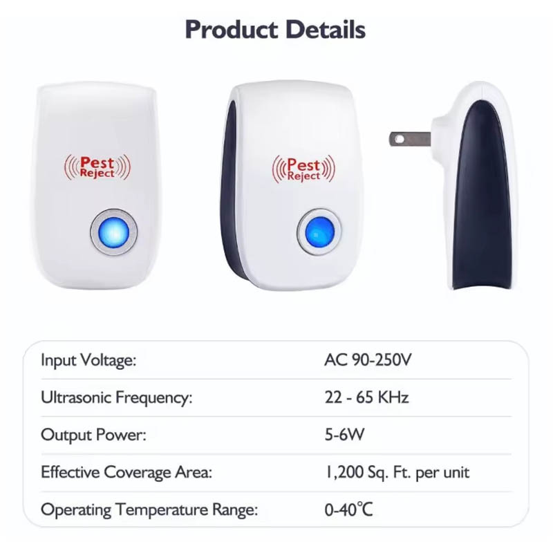 Ultrasonic Repeller Reject Electronic Mosquito Killer Light Trap Lamp Repellant Pest Control